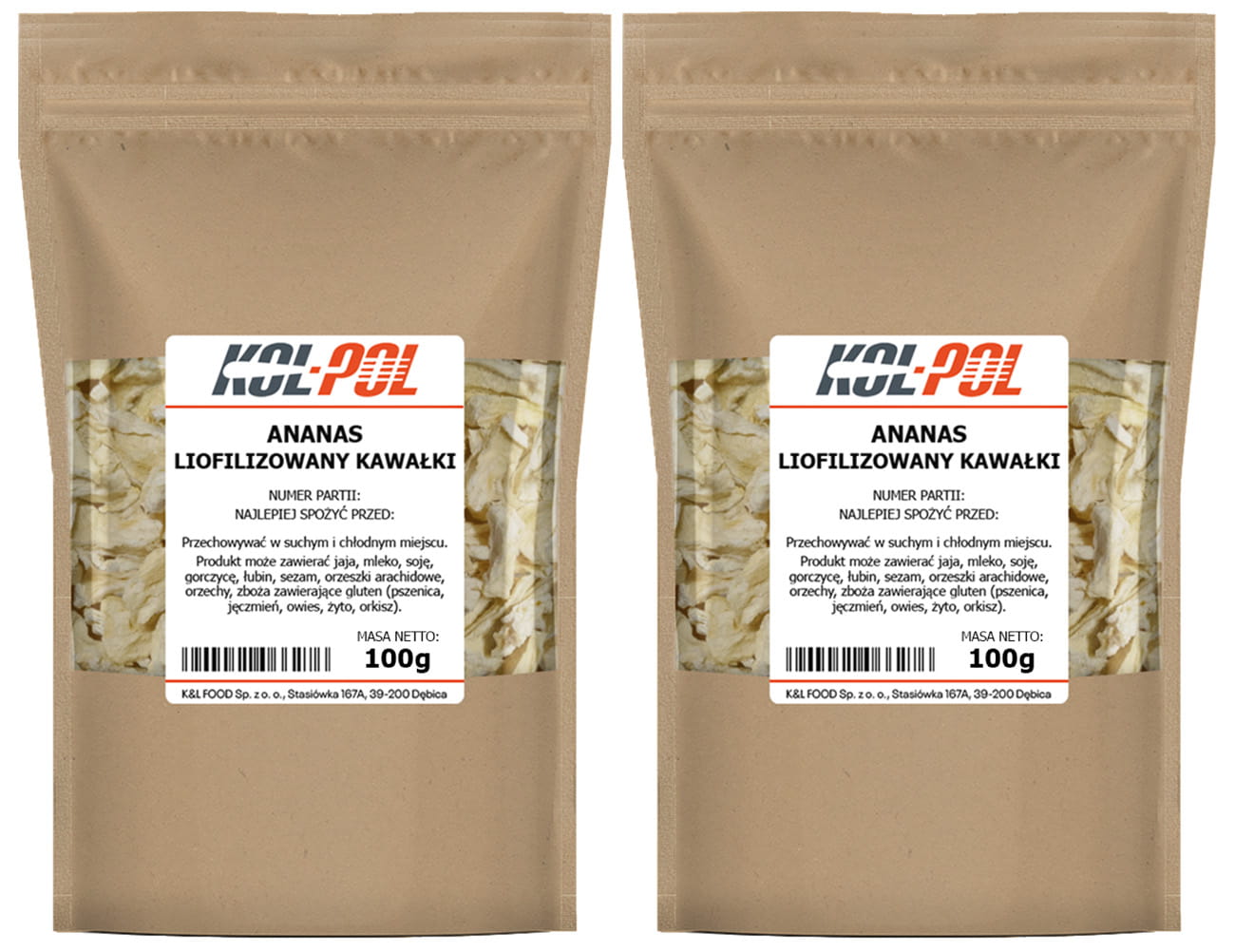 Ananas liofilizowany w kawałkach 200g