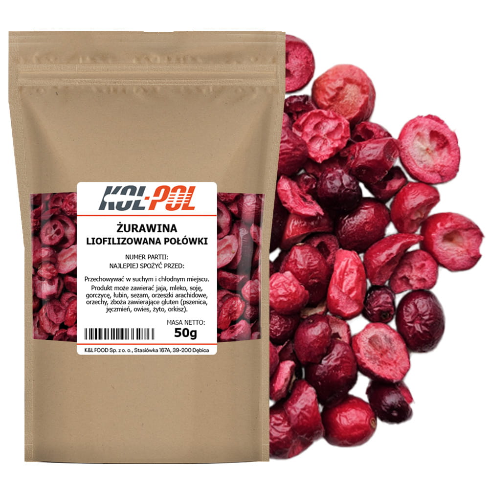 Żurawina liofilizowana połówki 50g