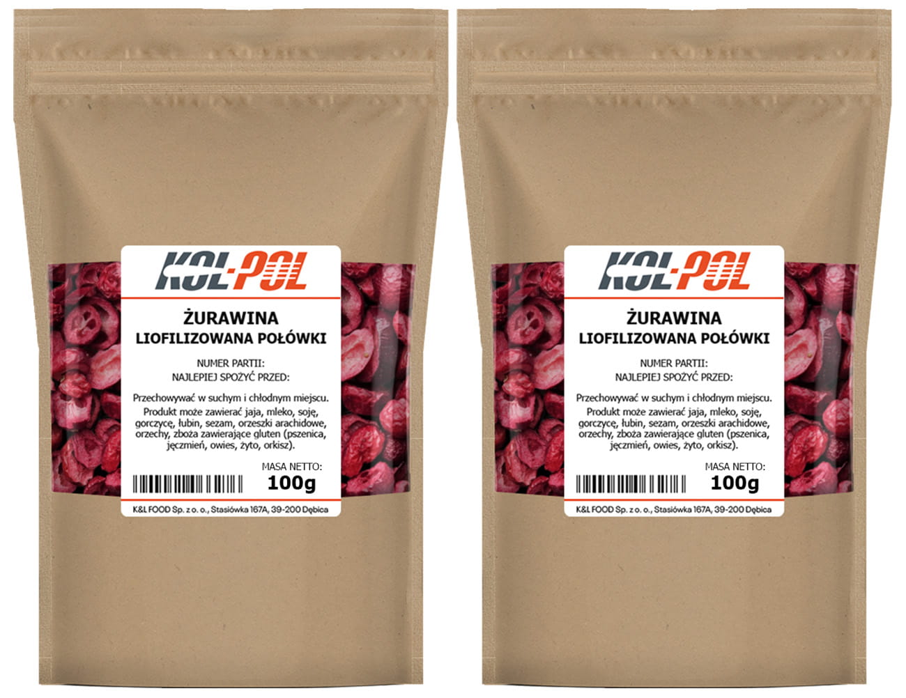 Żurawina liofilizowana połówki 200g