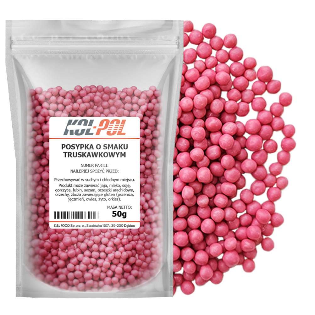 Posypka czekoladowa truskawkowa 50g