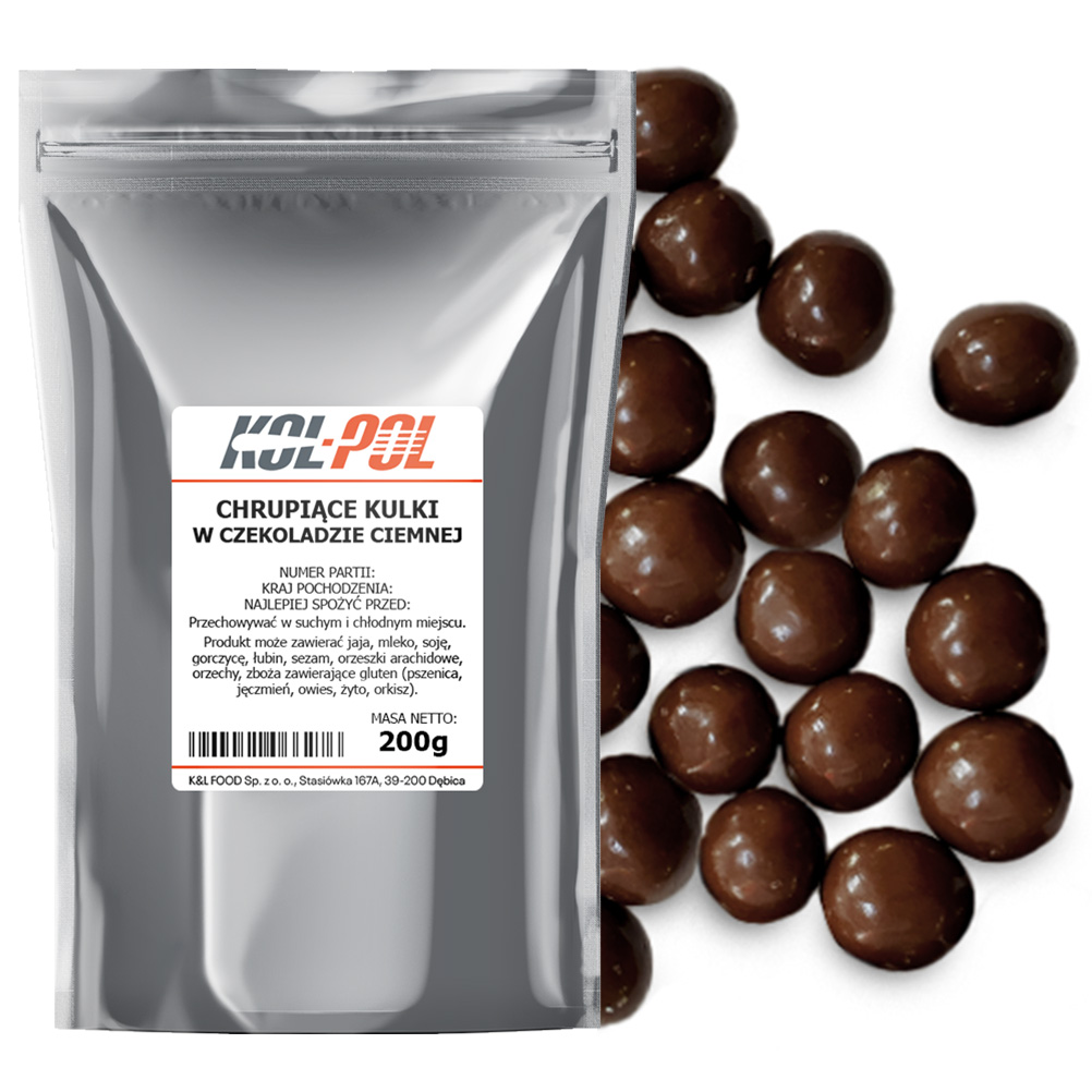 Kulki czekoladowe chrupiące w ciemnej czekoladzie 200g