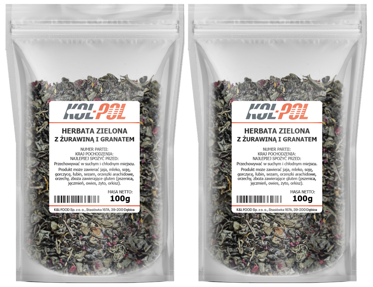 Herbata zielona z żurawiną i granatem 200g