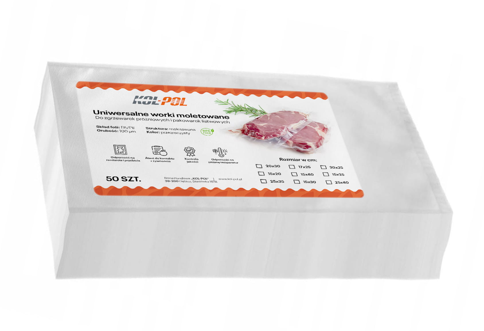 Worki moletowane do pakowania próżniowego 15x40cm